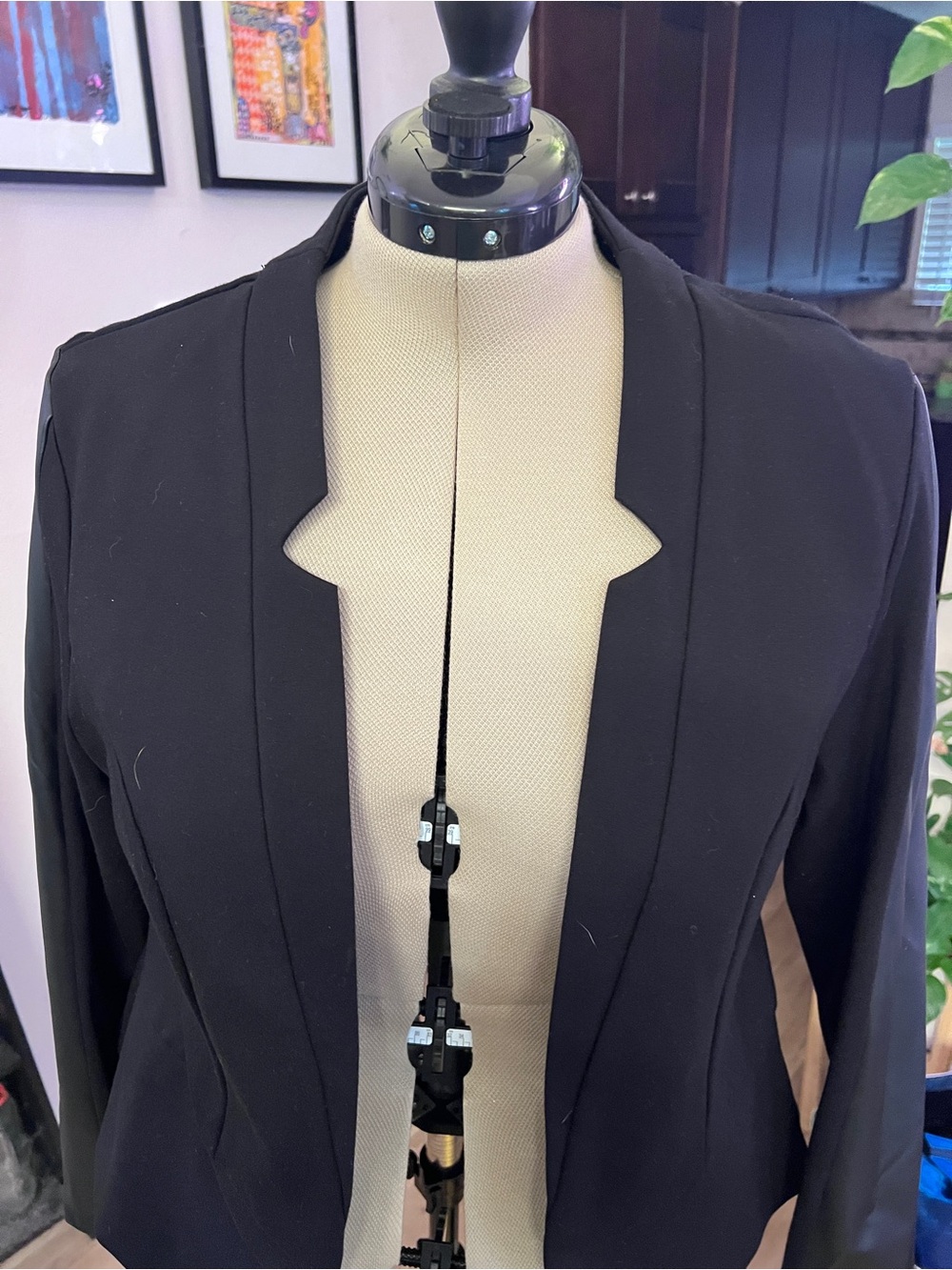 torrid Black Open-Front Blazer with Faux Leather Sleeves - Picture 7 of 8